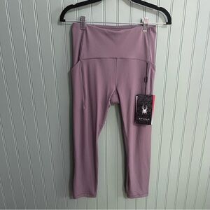 Spyder cropped Ribbed High-Waist Leggings in Dusty Mauve